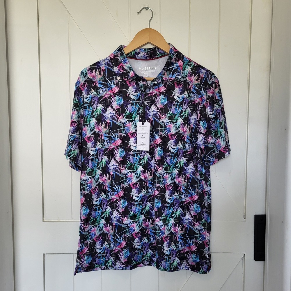 NWT Maelreg Performance Golf Polo Short Sleeve Shirt Men's S Wicking UPF